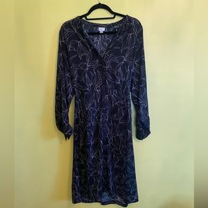 A new day maxi dress button down purple black long sleeved worn once